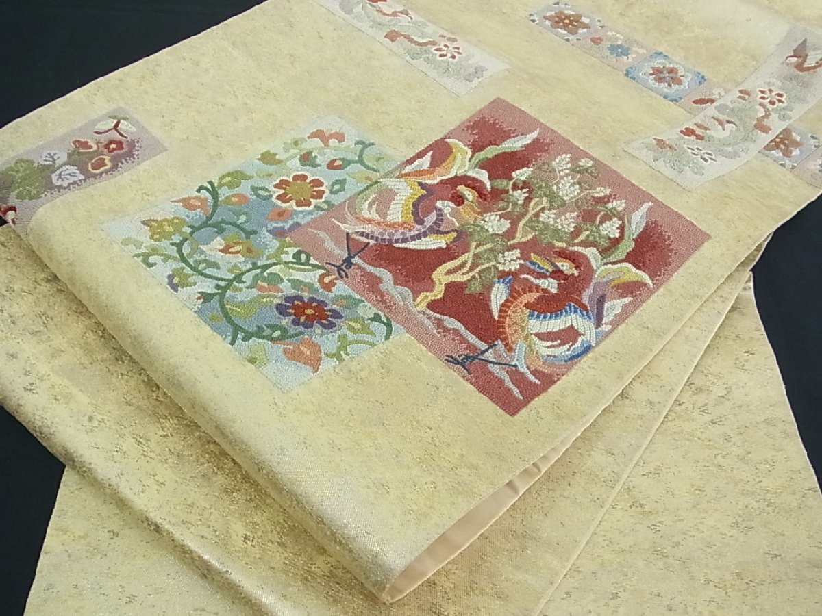 花美人着物■中国三大刺繍　総相良刺繍　総刺繍　六通太鼓柄袋帯　色紙重ね鳳凰花唐草文　舞蝶文　金銀糸　逸品　wb0041 総刺繍 中国三大刺繍 平和屋着物◎明綴 平和屋着物 ヤフオク！ベストストア受賞 メルカリ