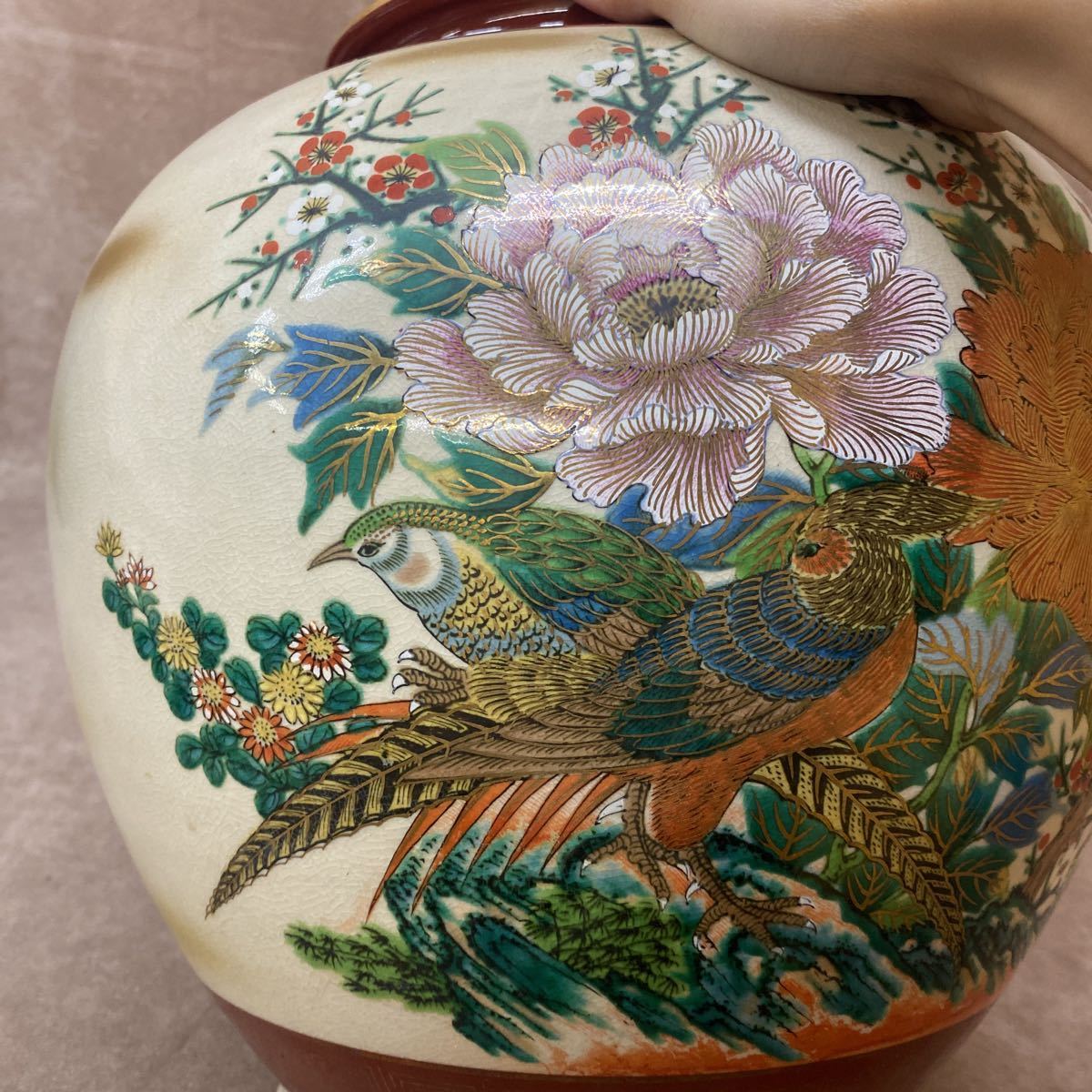 九谷焼　花瓶　牡丹とキジ 九谷青窯 - 九谷焼 花瓶 九谷 陶勝 牡丹 キジ 雉子の通販 by ドラゴン