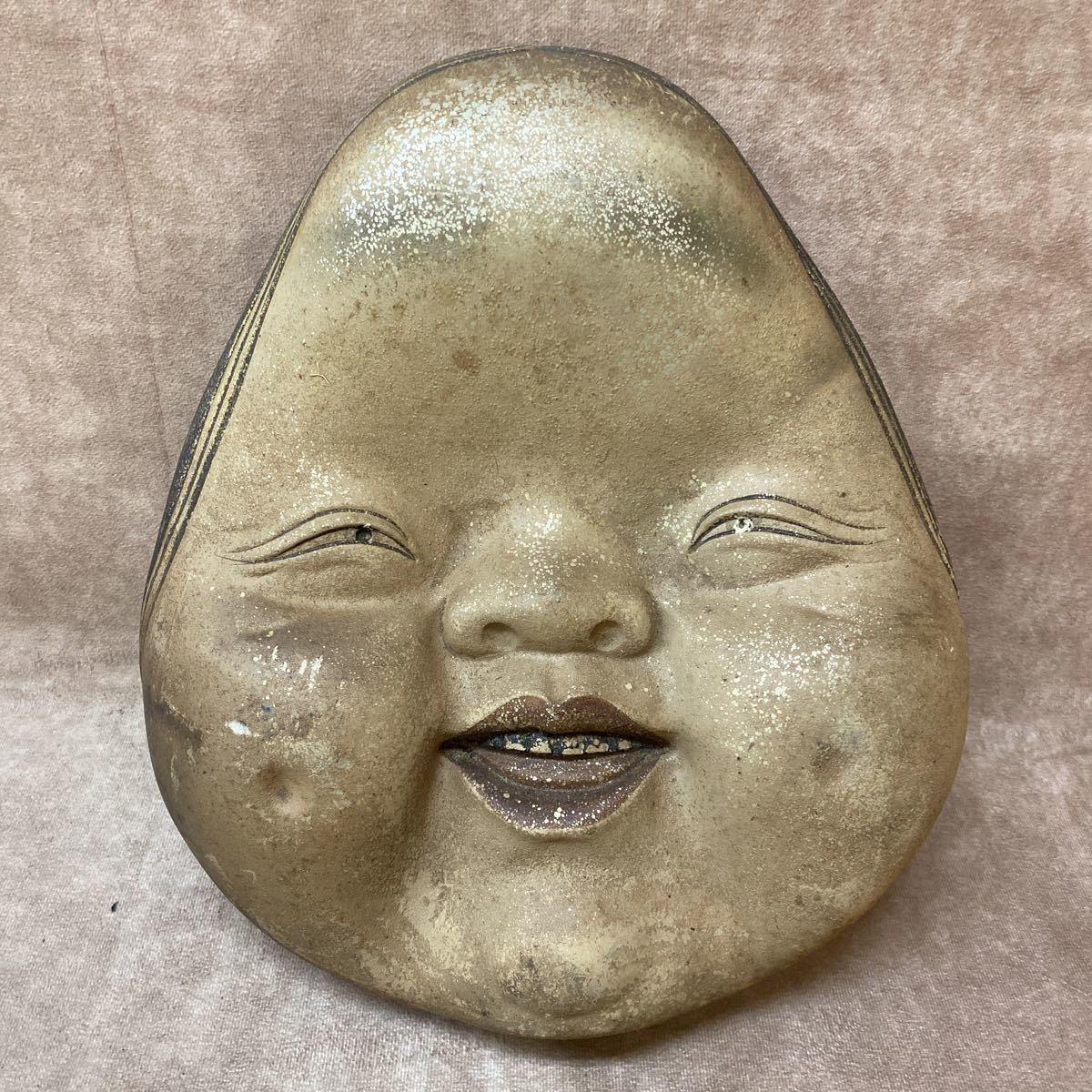 金属製 おかめ お多福 お顔 飾り お面 看板 大きな 大きい 痛みあり 