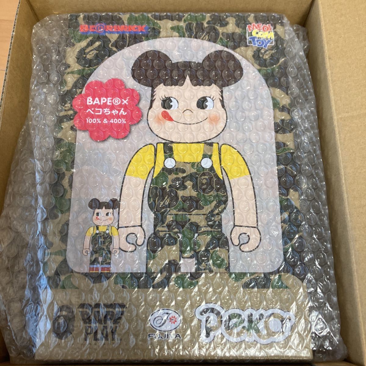【新品，品質保証】 BE@RBRICK BAPE@ ペコちゃん ベアブリック 不二家 100% & 400% グリーン MEDICOM TOY メディコムトイ(キューブリック、ベアブリック)｜売買されたオークション情報、yahooの商品情報をアーカイブ公開 キューブリック、ベアブリック