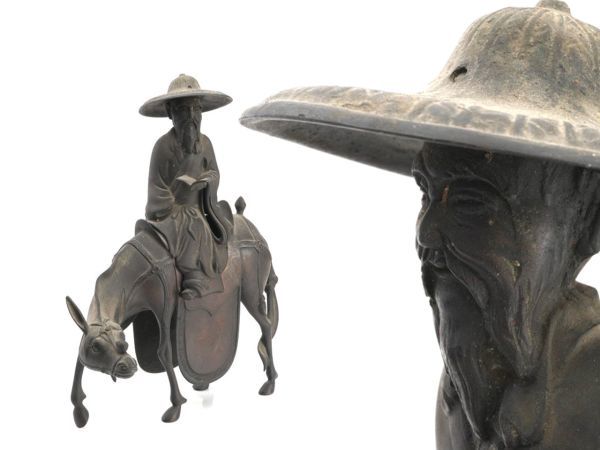 馬に寿老人のったり香炉　銅製 M-226 古銅製「寿老人騎馬 のったり香炉」 検／中国古玩 仏教美術 古銅