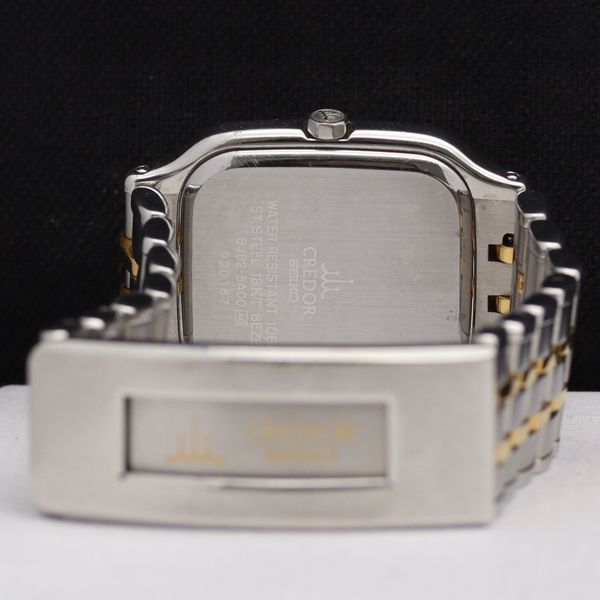 1円 稼働 良品 セイコー QZ クレドール 8J82-5A00 SS×18KT シルバー 