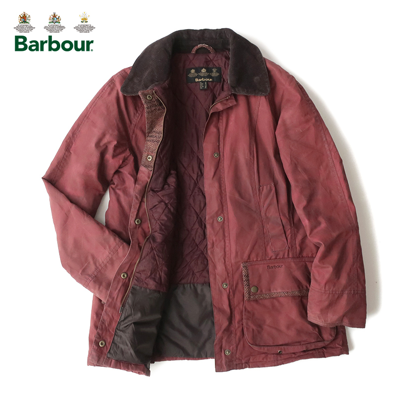 Barbour WADDESDON BEADNELL 中綿ワックスジャケット ボルドー/UK12 