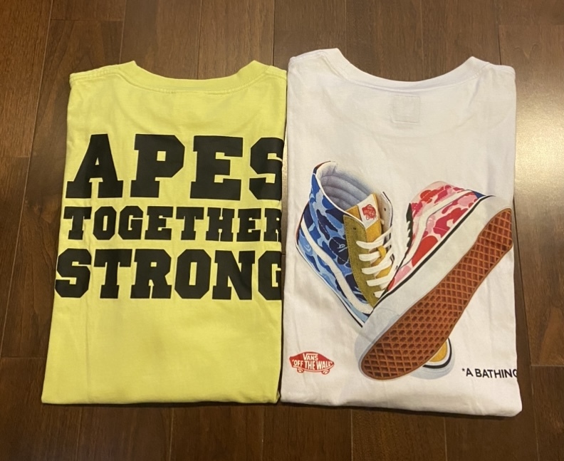数量限定，高品質 2枚セット A BATHING APE BAPE &times; VANS TEE Apes Together Strong TEE Tシャツ エイプ ベイプ カレッジ(XLサイズ以上)｜売買されたオークション情報、yahooの商品情報をアーカイブ公開 - オークファン 男性用