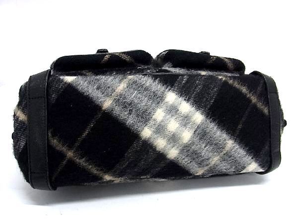 レディース BURBERRY バーバリー ハンドバッグ チェック柄 ウール レザー