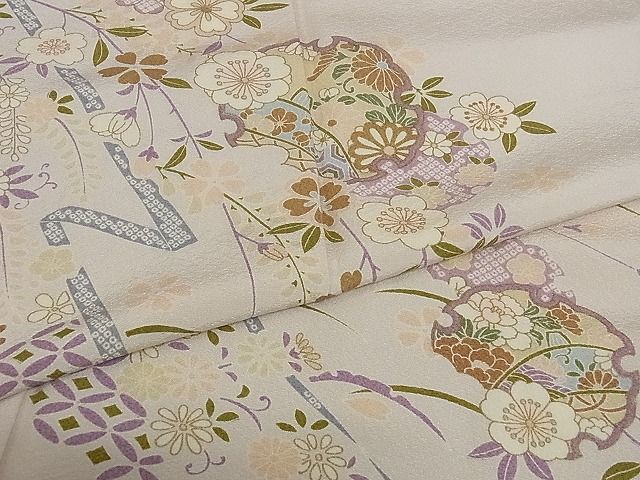 着物屋こころ□訪問着 雪輪花文 金彩 着丈152cm 裄65cm 正絹 逸品