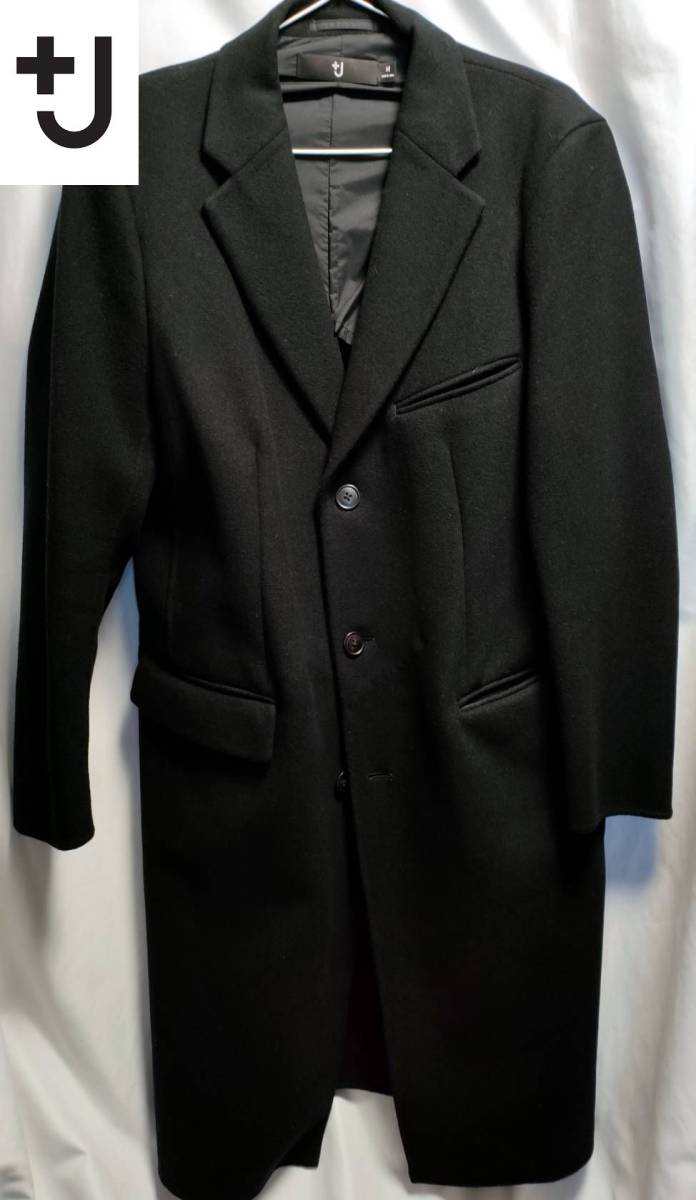 ユニクロ ウールブレンドチェスターコート UNIQLO 美品メンズS Black
