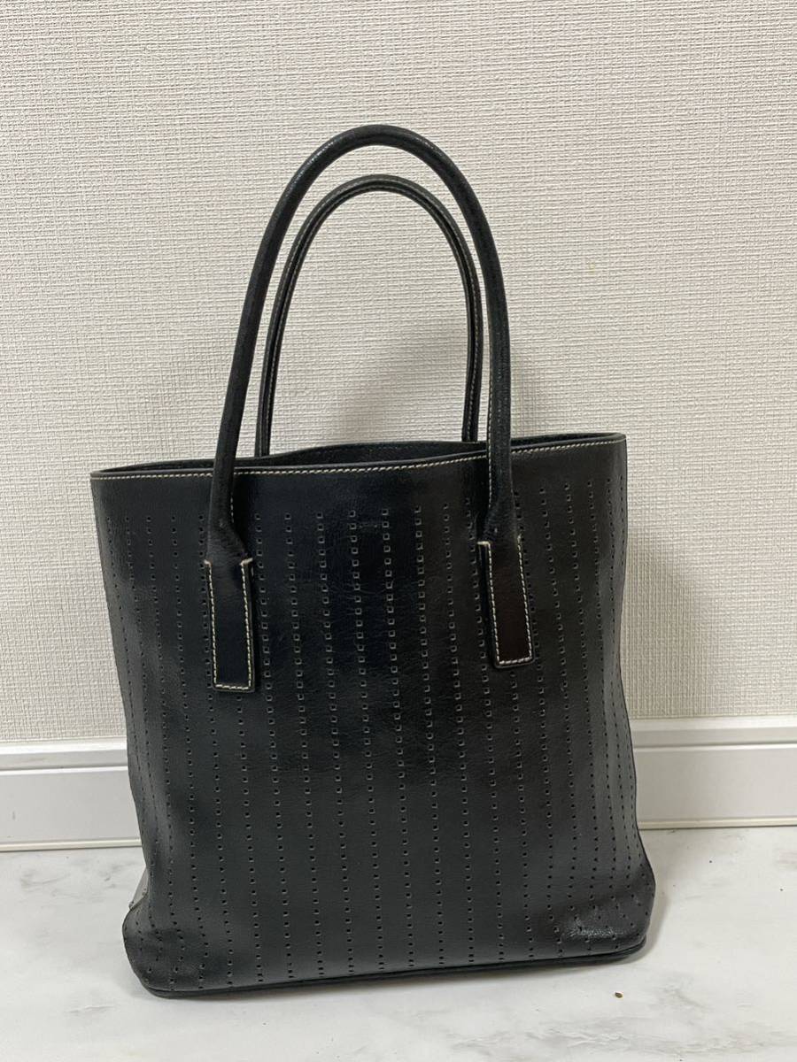 PRADA プラダ ハンドバッグ パンチングレザー ブラック 黒