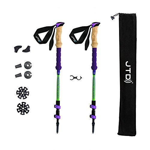 パープル JTDトレッキングポール/ウオーキング/ハイキング/ロッククライミング/バックパッキング/杖、カーボンファイバー超軽量シ_1