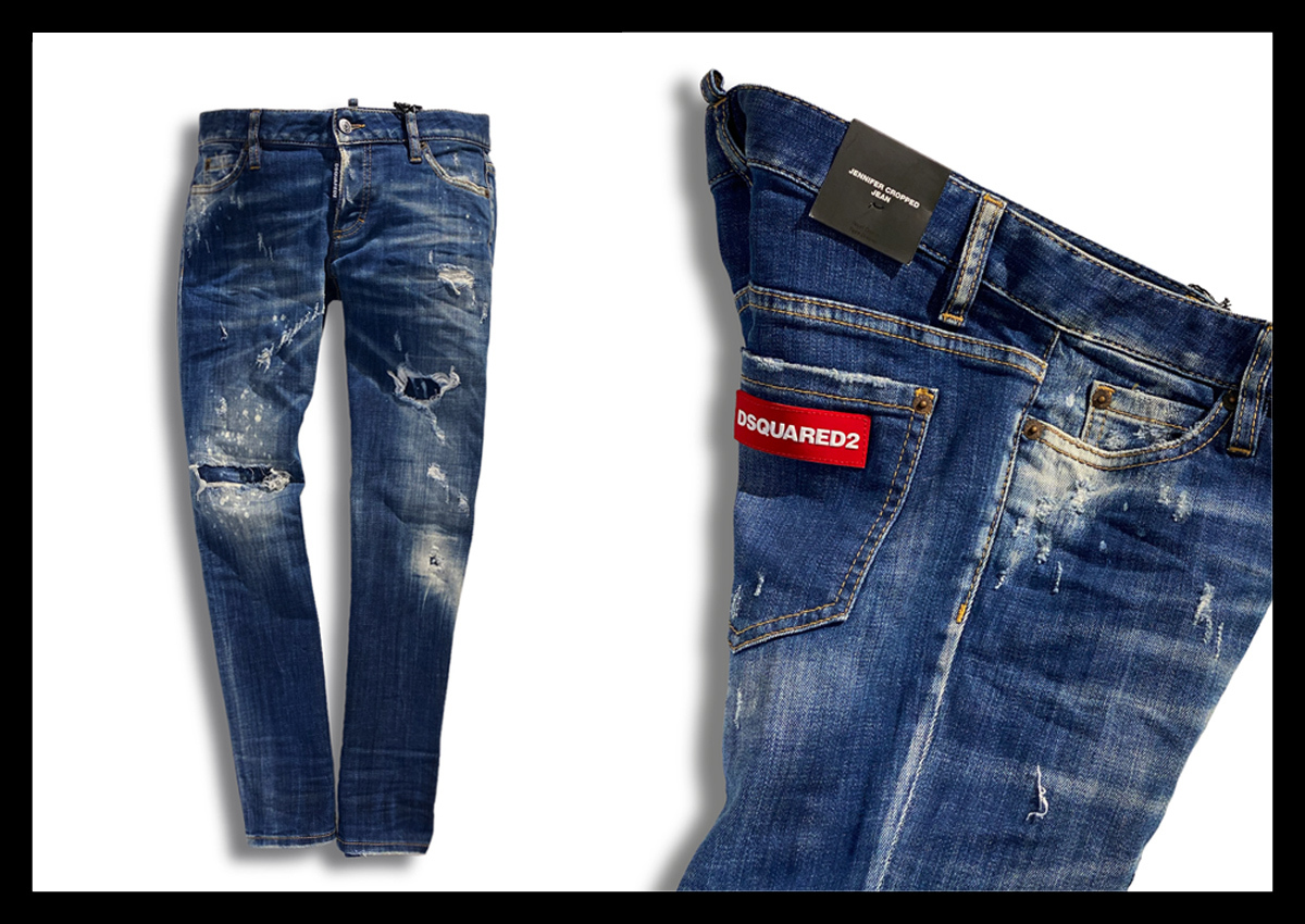 高品質，HOT 定価8万 ディースクエアード DSQUARED2 美脚を演出するテーパードクロップドデニムパンツ ジーンズ JENNIFER CROPPED JEAN イタリア製 38(ジーンズ)｜売買されたオークション情報、yahooの商品情報を 女性用