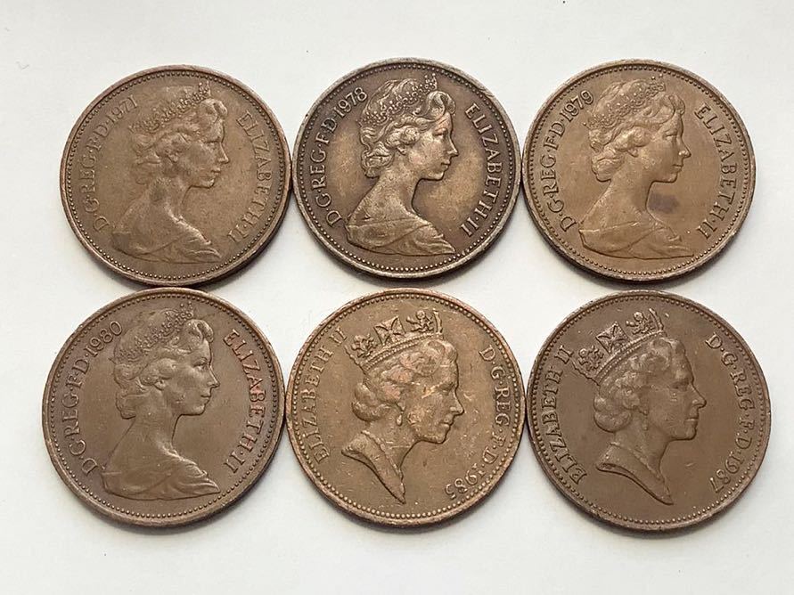 希少品セール】イギリス エリザベス女王肖像デザイン 2ペンス硬貨 1971 