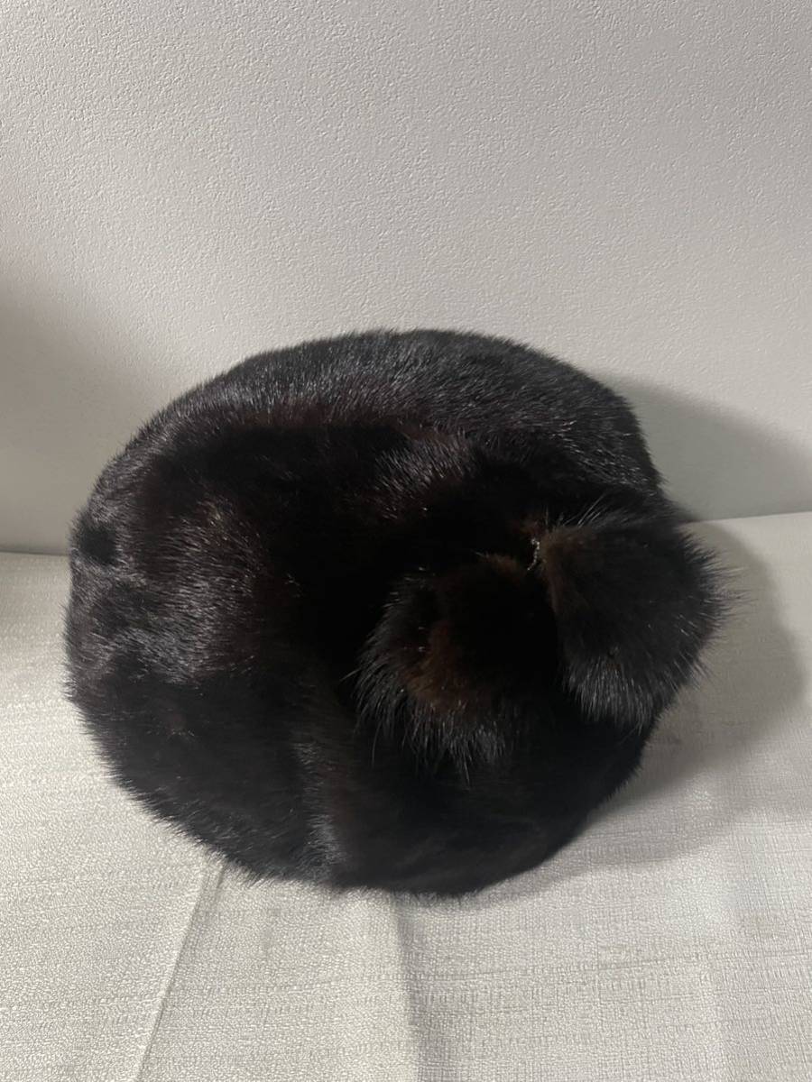 本物毛皮　帽子ぼうし　茶ブラウン　ベレー帽レディース