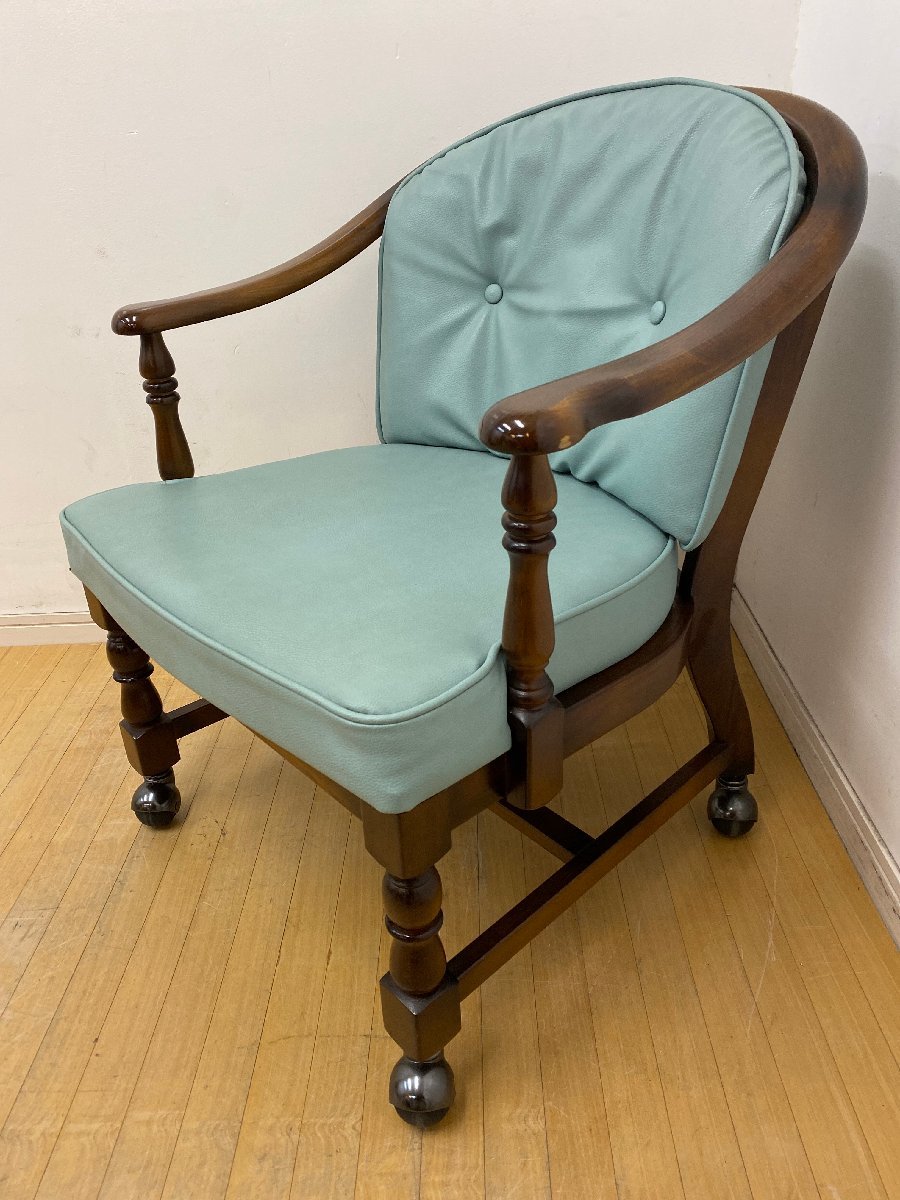 ◇karimoku COLONIAL カリモク コロニアル キャスター付きアームチェア 肘掛椅子 ブナ材 ウォールナットカラー 参考8万円前後 中古 名古屋3