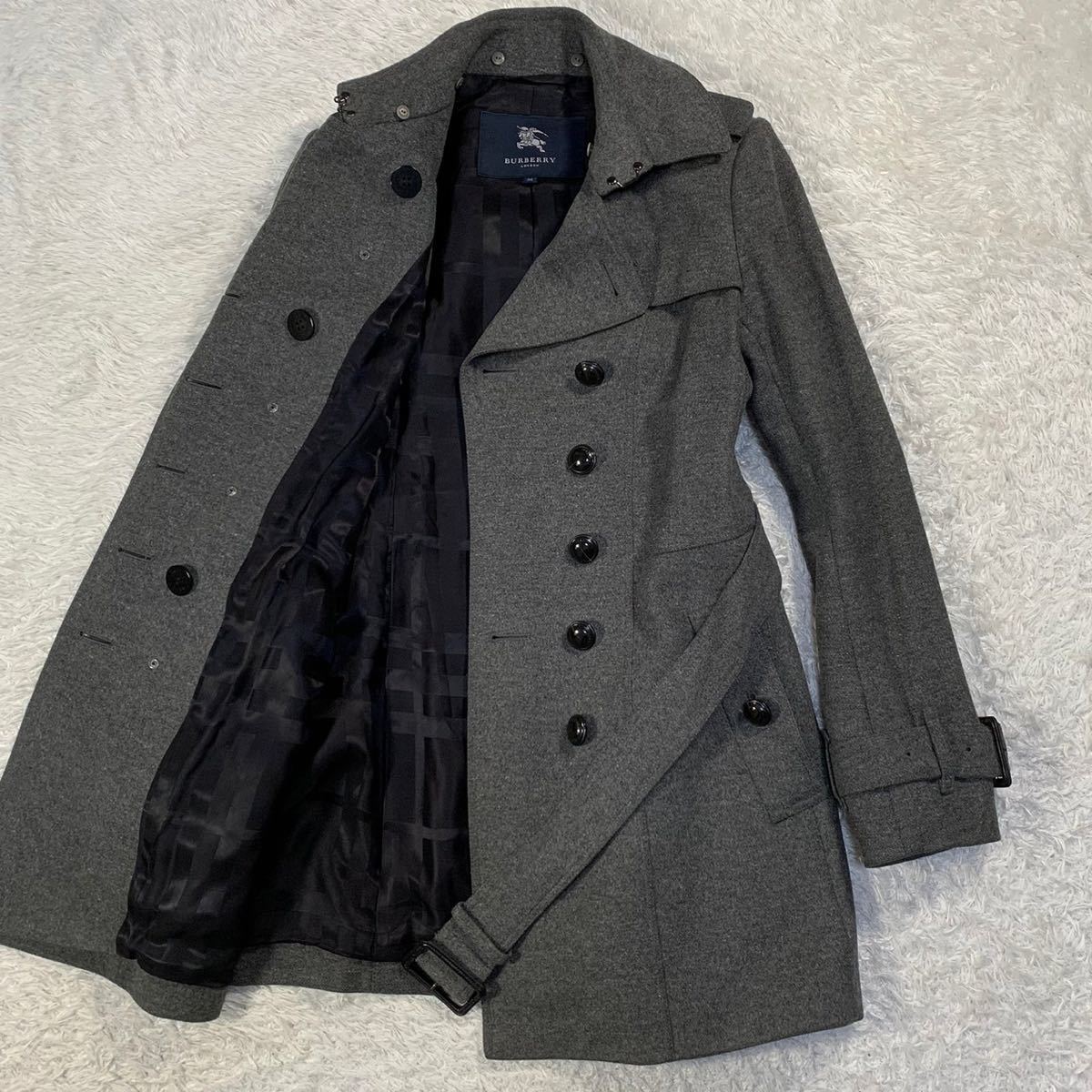 極美品 バーバリー ロンドン ウール カシミヤ トレンチ コート ノバチェック グレー M BURBERRY LONDON ジャケット ブルゾン アウター
