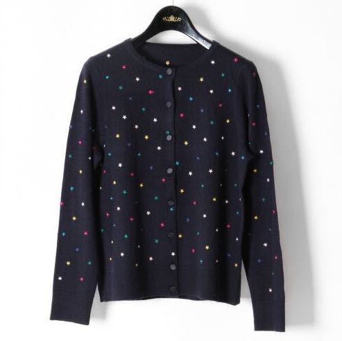 グレースコンチネンタル 2WAY スター刺繍ニットカーディガン 2万6400円 ネイビー 美品 GRACE CONTINENTAL Diagram グレースクラス 