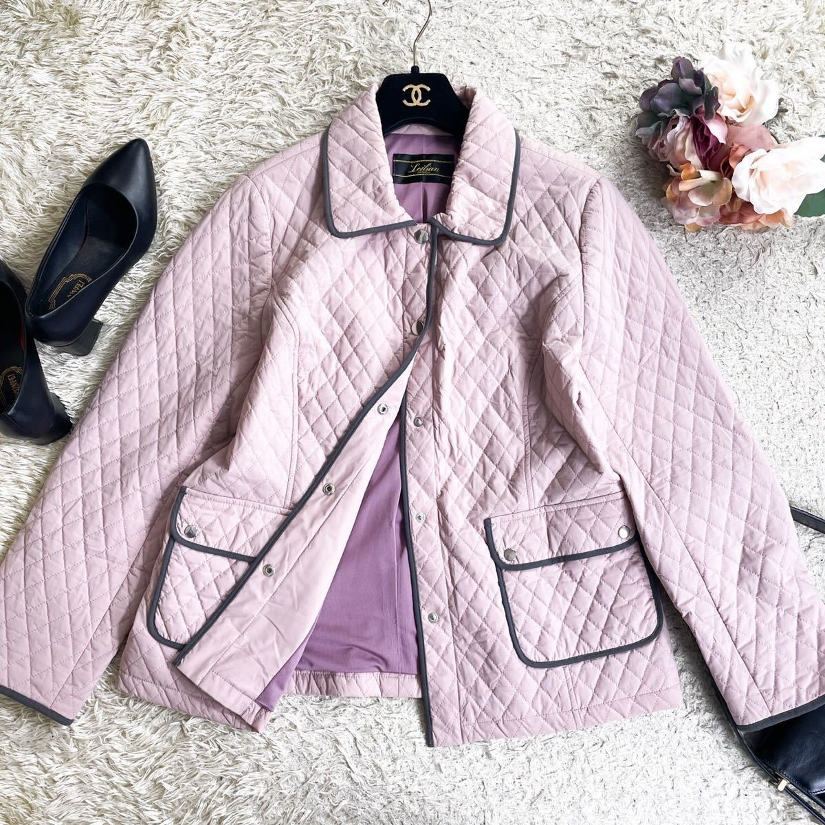 極美品 Leilian レリアン 13＋ジャケット キルティング 大きいサイズ 11号 13号 15号 ピンク