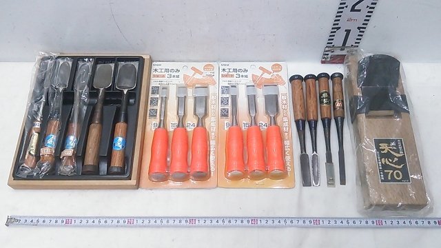 (１円スタート！) のみ 鑿 かんな 鉋 大工道具 (未使用品・中古混在) J4453