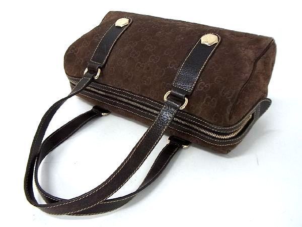 1円 GUCCI グッチ 152457 491403 GG柄 スエード×レザー ハンドバッグ  
