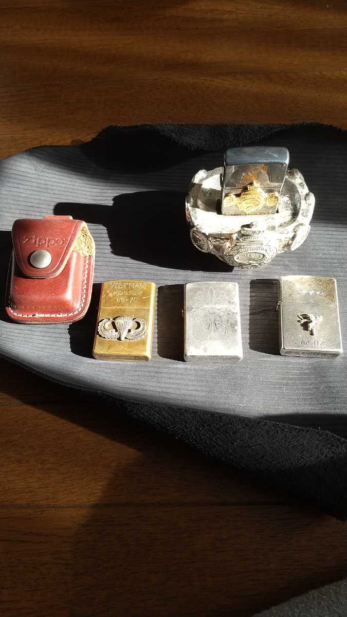 ZIPPO 格安 ジッポライター 5個セット 革ケース付 ベトナム ZIPPO 格安 ジッポライター 5個セット 革ケース付 ベトナム