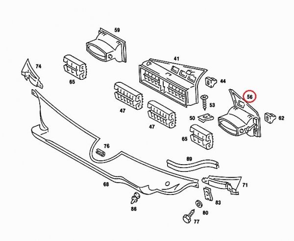 W201 190E 左ハンドル 左側エアコン吹き出し口 2018301154