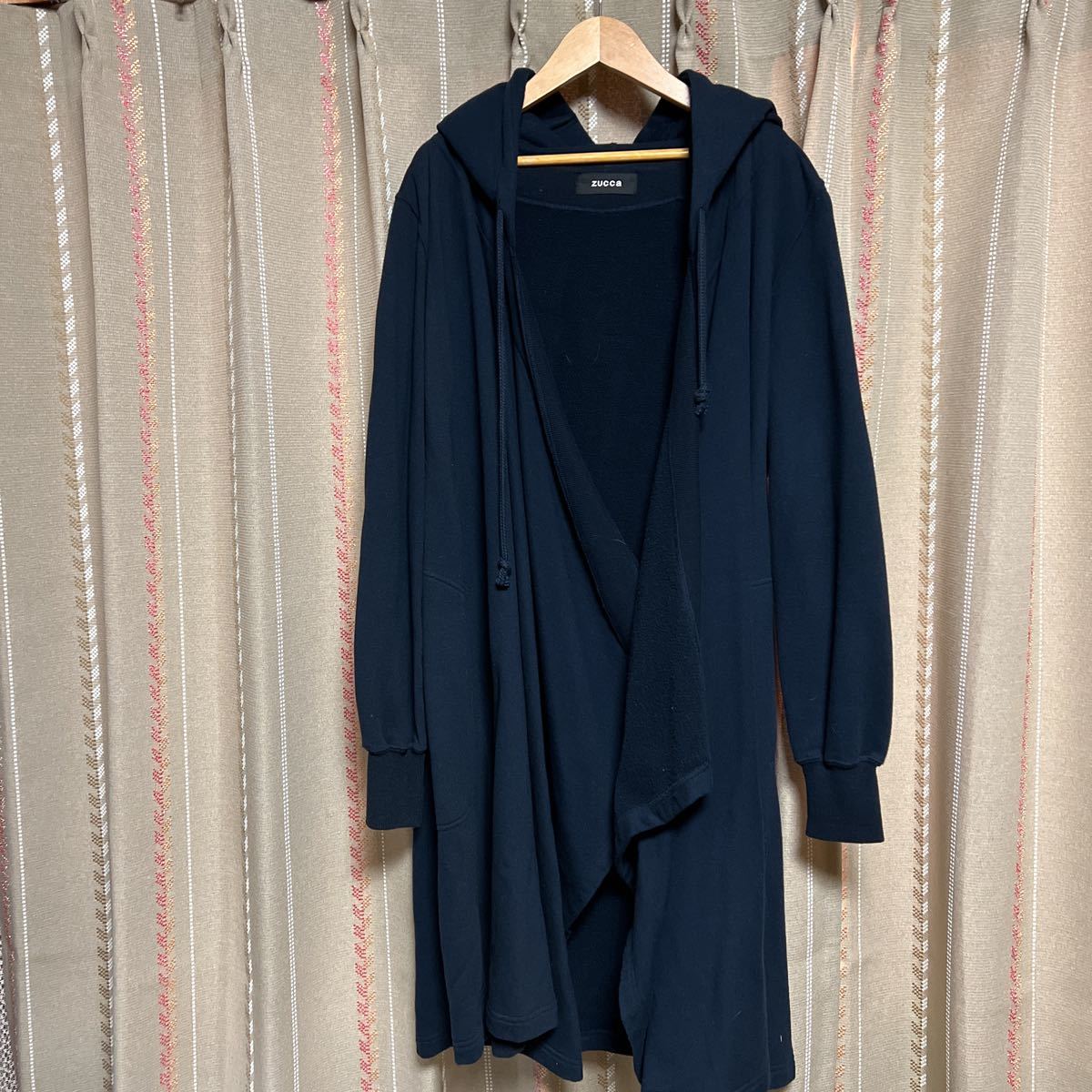 ZUCCAスウェットパーカーポンチョ ロングカーディガン フード付き 