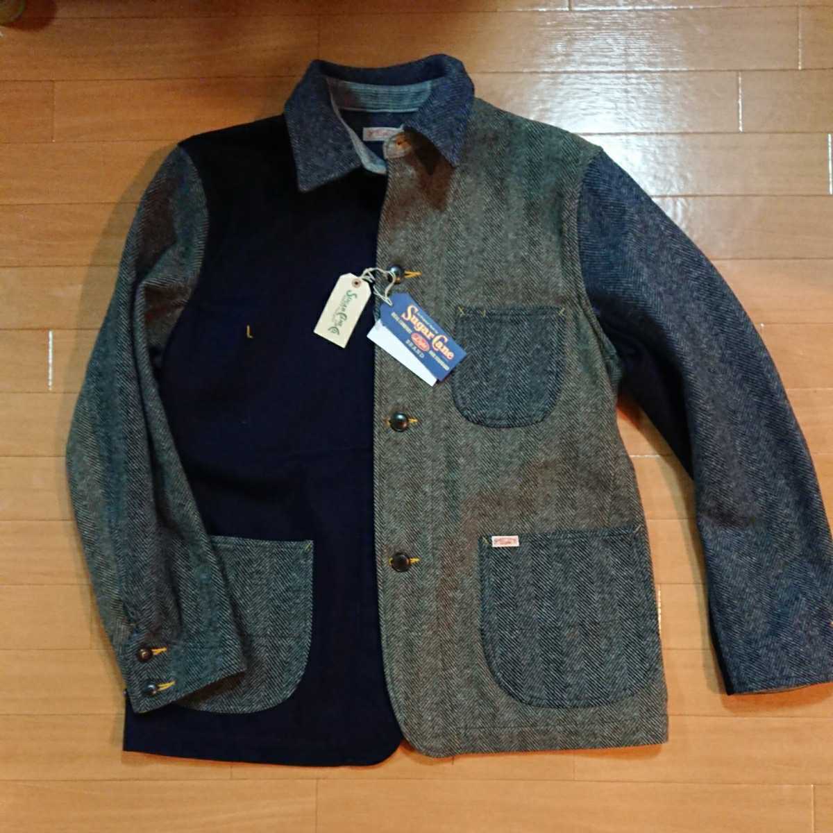 SUGAR CANE ライトウールデニム×ウールヘリンボーン ワークジャケット サイズXL クレイジージャケット