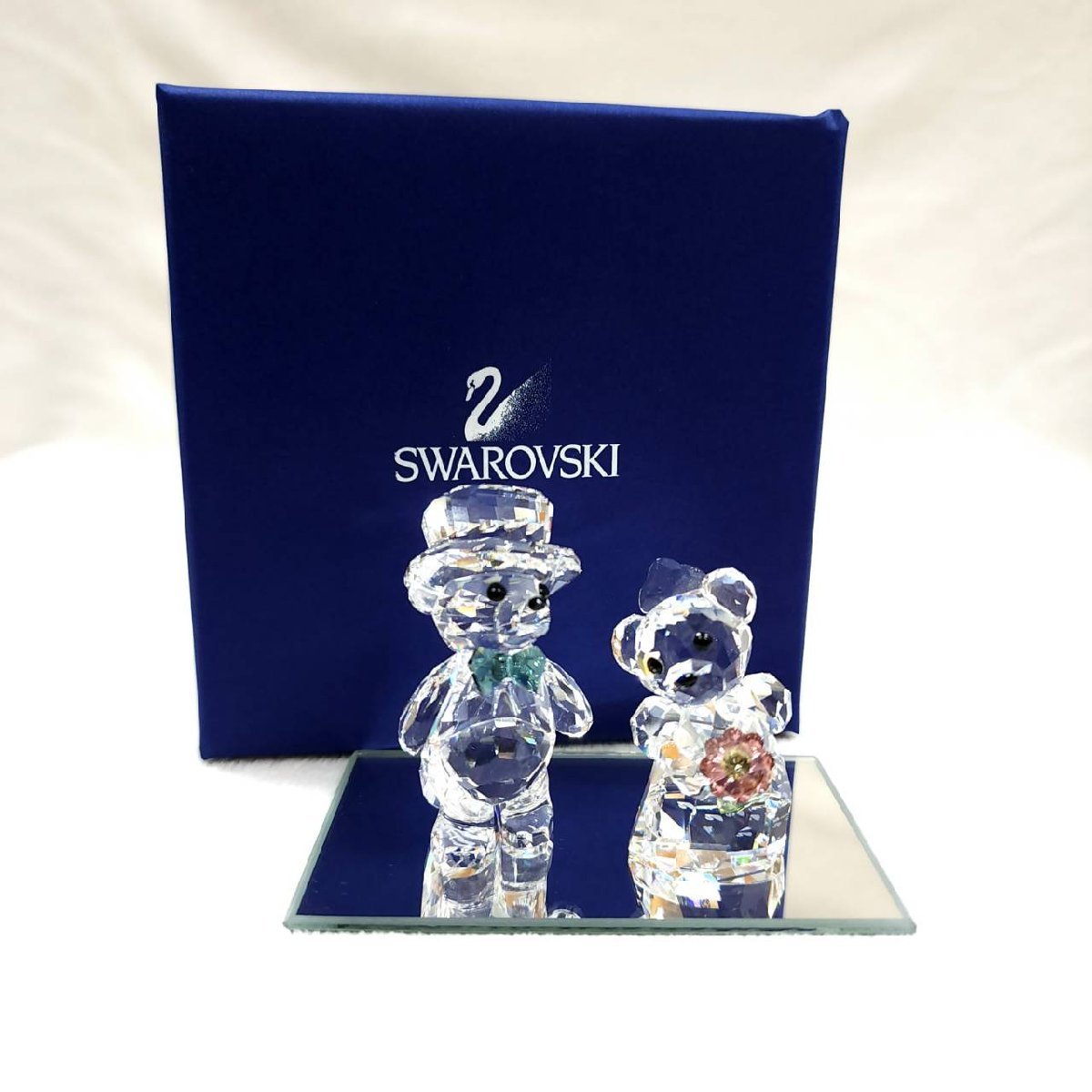SWAROVSKI スワロフスキー ベア ペア ウェディング 箱 ミラー付き