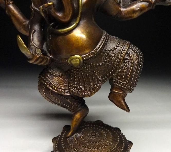 中国古玩 仏教美術 時代物 銅製 ガネーシャ 仏像 インド仏