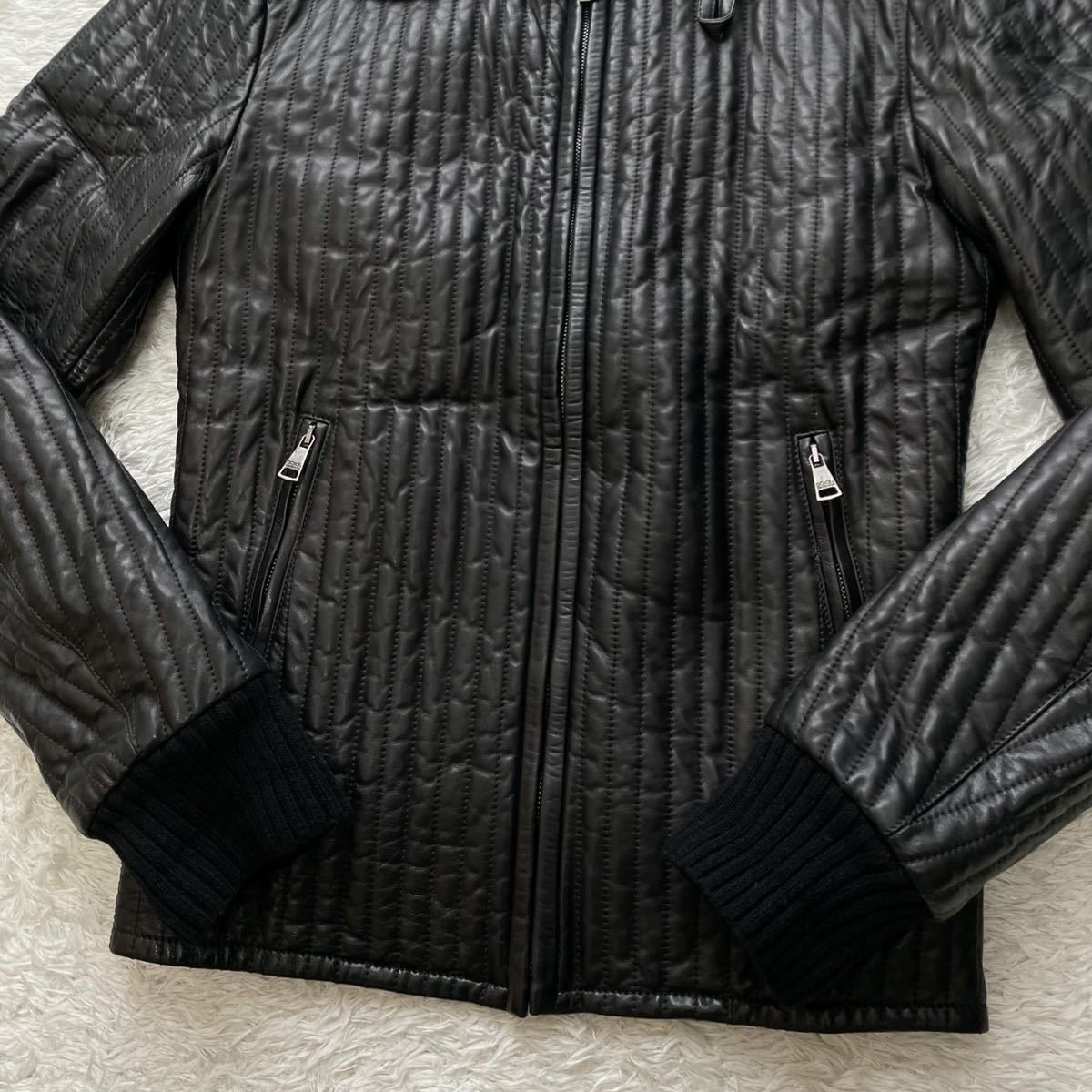 極美品◎ドルチェ&ガッバーナ DOLCE&GABBANA ドルガバ 羊革 ラムレザー