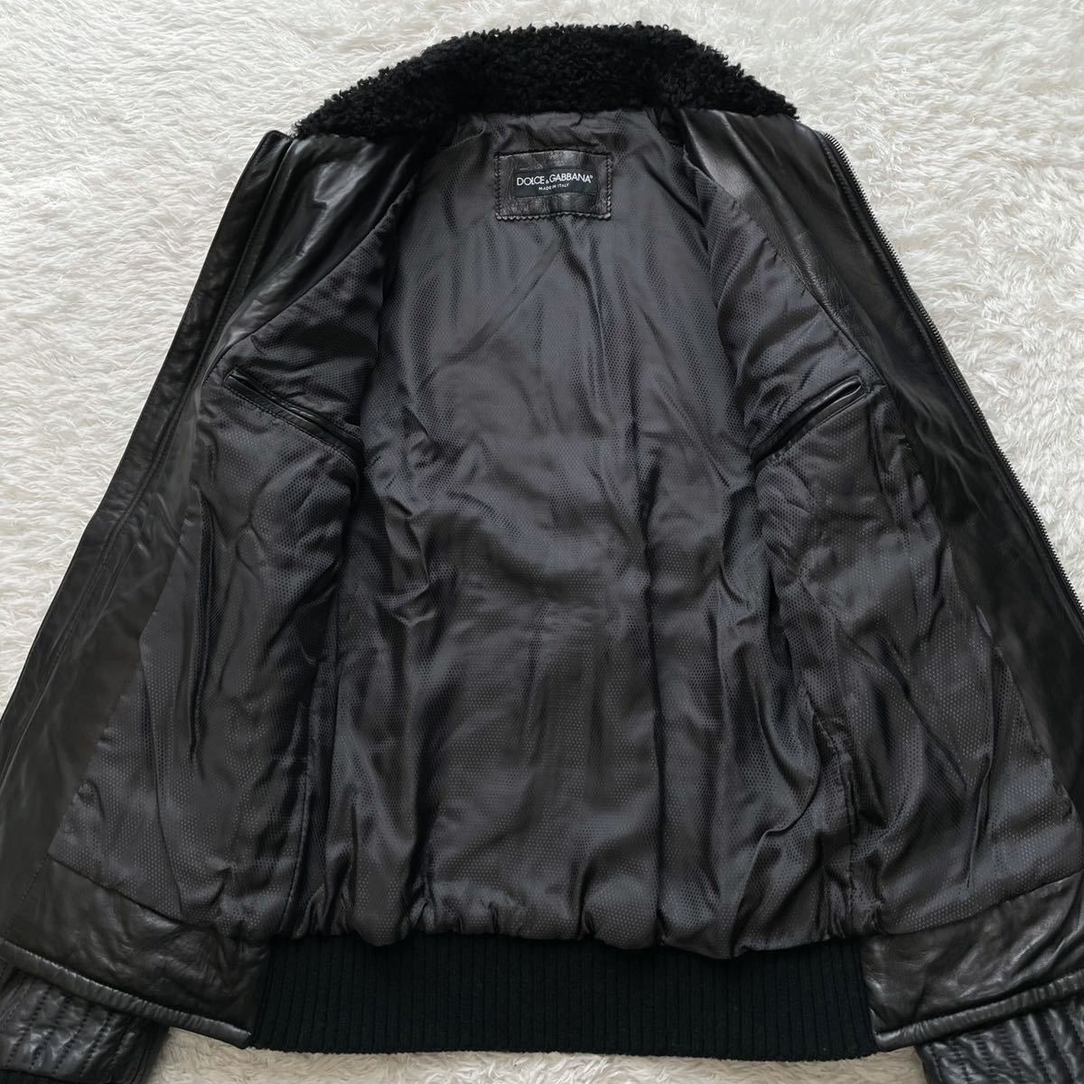 極美品◎ドルチェ&ガッバーナ DOLCE&GABBANA ドルガバ 羊革 ラムレザー