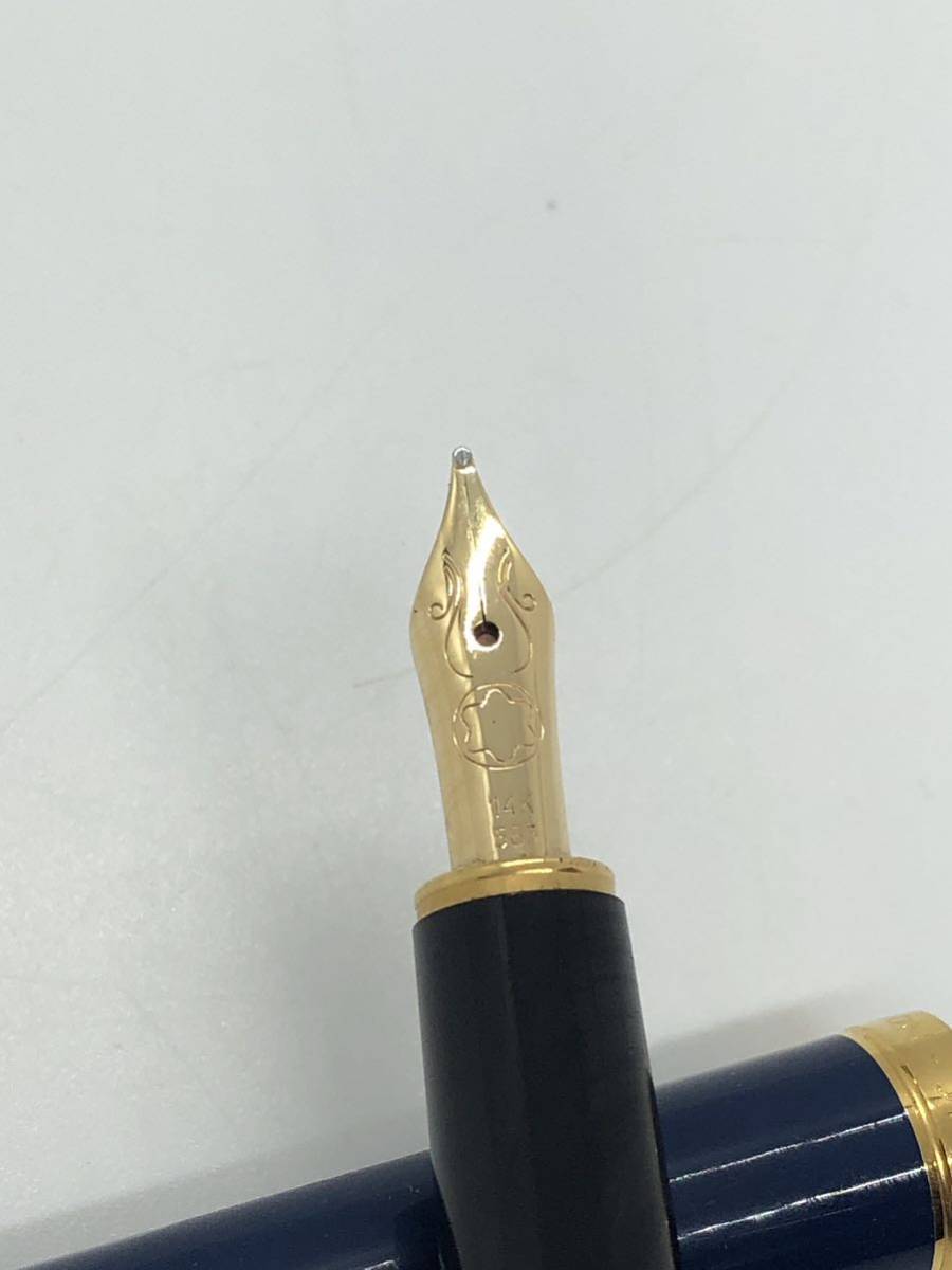 送料無料】MONTBLANC モンブラン万年筆 14K ペン先 585 刻印 ネイビー