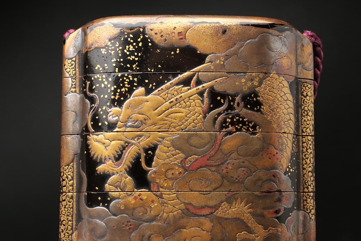 黒漆塗 雲龍金蒔絵印籠 Yahoo!オークション 内金梨地 時代蒔絵 EH311