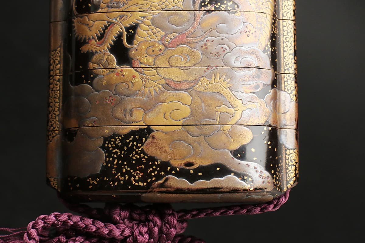 黒漆塗 雲龍金蒔絵印籠 Yahoo!オークション 内金梨地 時代蒔絵 EH311