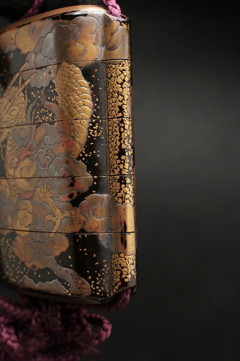 黒漆塗 雲龍金蒔絵印籠 Yahoo!オークション 内金梨地 時代蒔絵 EH311