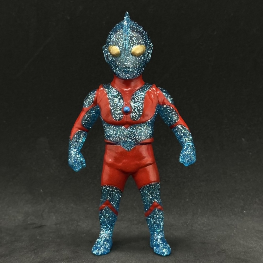 ウルトラマン One up. 限定 クリアブルー 銀＋少し金ラメ MAXTOY ultraman clear blue silver + a little gold glitter MAX TOY ソフビ