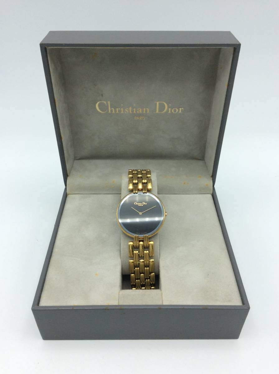 S4□【QZ/電池交換済】Christian Dior クリスチャンディオール D47-154  