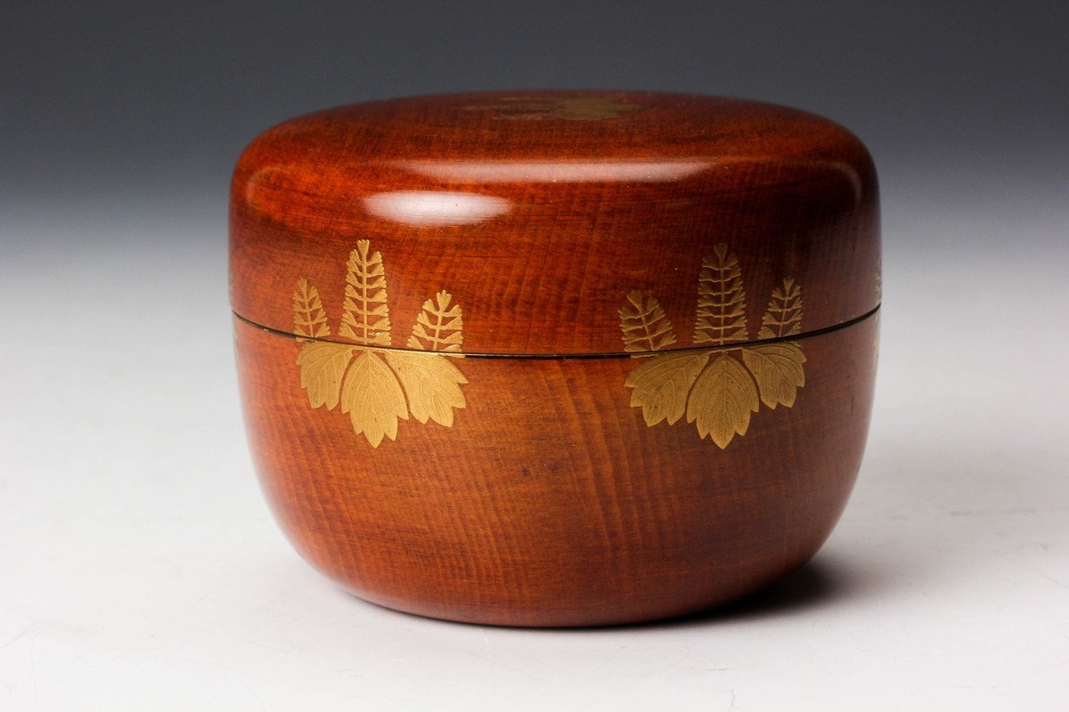 宇】3444 塗師 多田桂寛作 竹林蒔絵 中棗 共箱 茶道具 イ215 棗『稚園