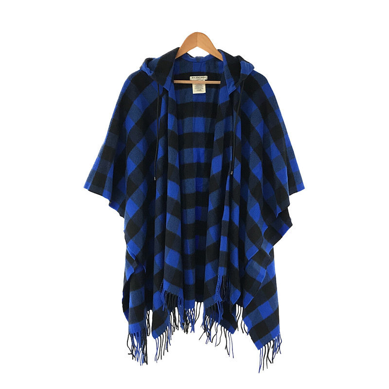 BALENCIAGA / バレンシアガ | ウール カシミヤ チェック ケープ 