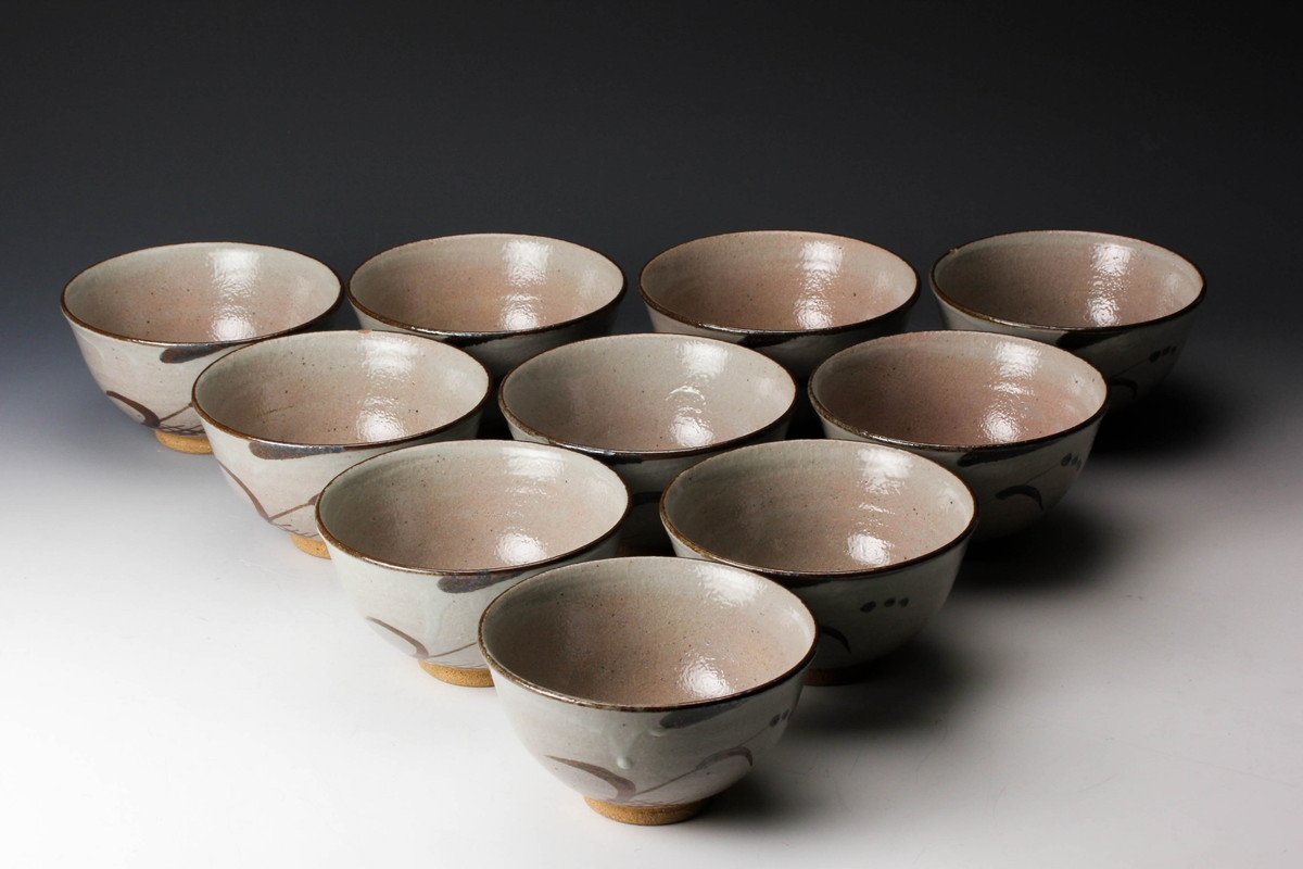 佳香】十二代 武村利左エ門 絵唐津数茶碗 十客 共箱 茶道具 本物保証