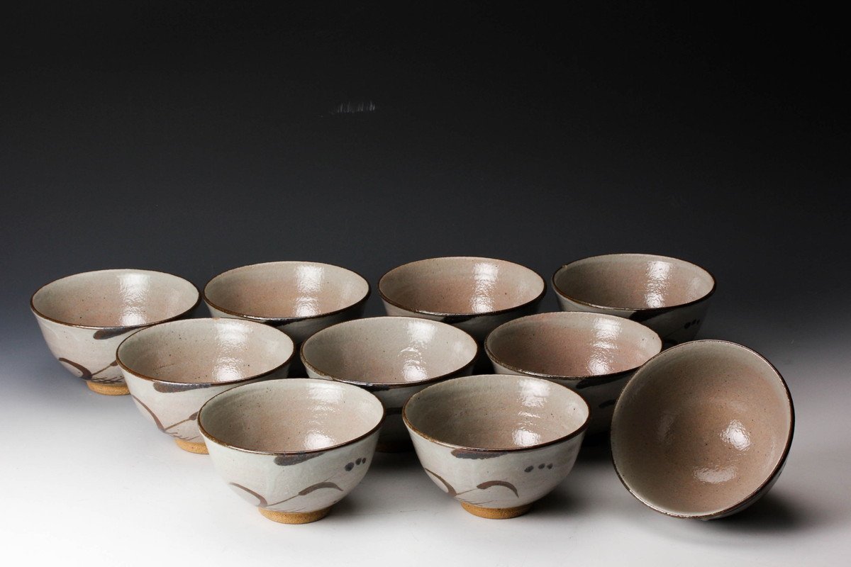 佳香】十二代 武村利左エ門 絵唐津数茶碗 十客 共箱 茶道具 本物保証