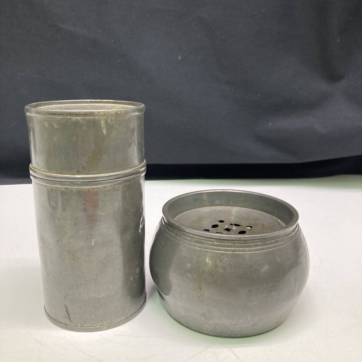 煎茶道具 茶壷 中国古玩 茶入 唐物 古錫製 古錫 茶心