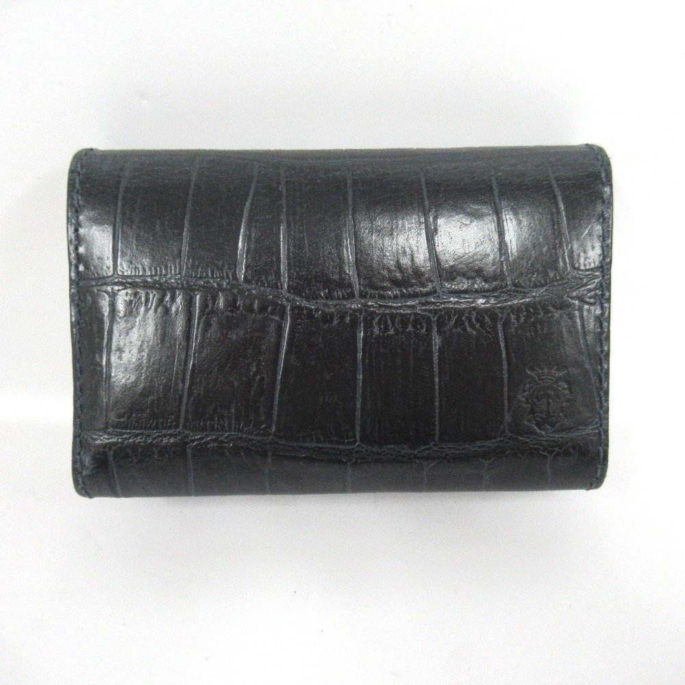 Ot953453 フェリージ　 Felisi　カードケース　名刺入れ　クロコ型押し　ネイビー　中古