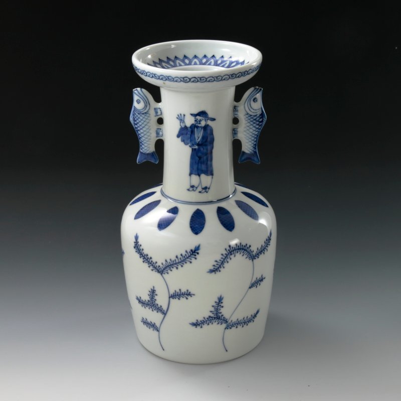 三浦竹泉 五代 『高砂花瓶』 京焼 清水焼 赤絵草花文三足香炉茶道具・