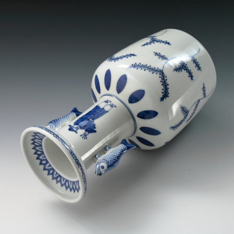 三浦竹泉 五代 『高砂花瓶』 京焼 清水焼 赤絵草花文三足香炉茶道具・