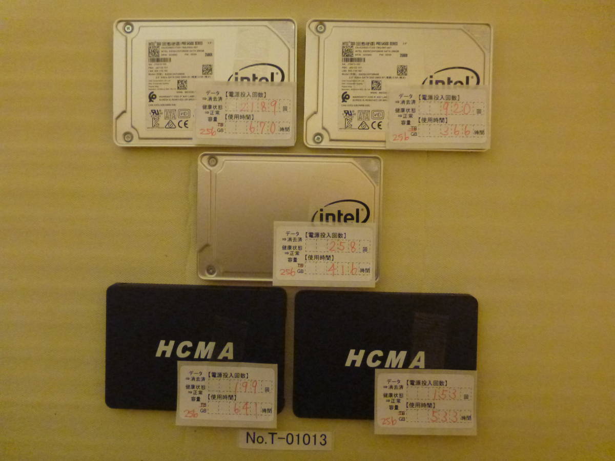 管理番号　T-01013 / SSD / 2.5インチ / 256GB / 5個セット / レターパック発送 / すべてデータ消去済み/ ジャンク扱い