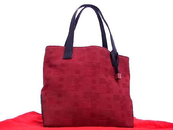1円 ■美品■ BALLY バリー キャンバス 総柄 トートバッグ ハンドバッグ 手提げかばん レディース レッド系 AG7416ノf