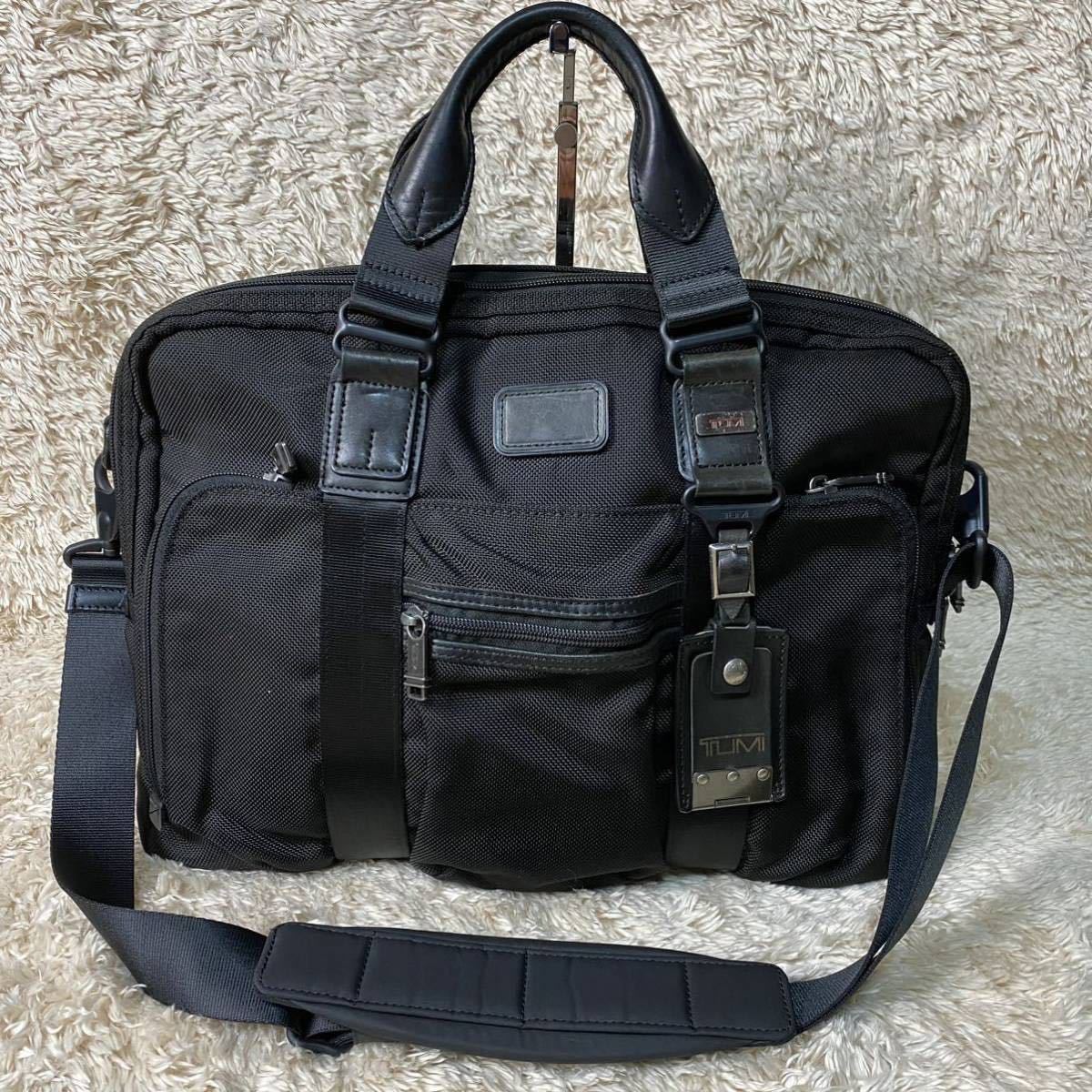 1円【美品】TUMI トゥミ ショルダーバック　2way ブラック　黒　ナイロン　レザー　A4 大容量　斜め掛け　