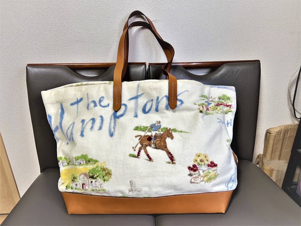 定30万/極美品【タオル地グラフィックxレザー☆特大トートバッグ】TOP of