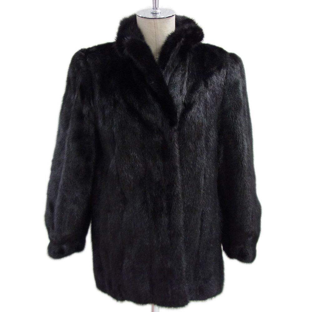 美品○ブラックミンク 毛皮 ミンクファーコート オーバーコート 毛皮コート 高級 レディース Christina Bahn Fine Furs ブラック 黒色 1円
