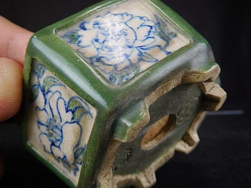 山田重俊　小品盆栽 盆栽 樂屋】◇山田重俊 染付額絵六角鉢 A78 (出来最高)(手作り一点物